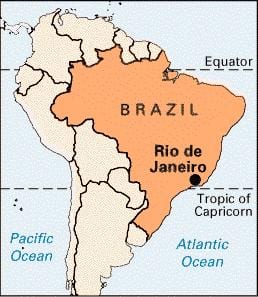 Rio de Janeiro v brazílii mapu