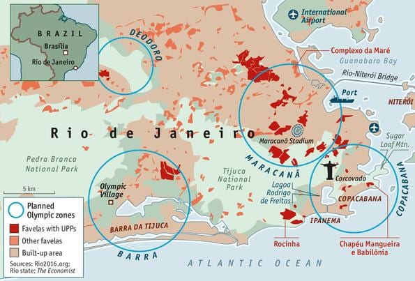 favelas v Rio de Janeiro mapu
