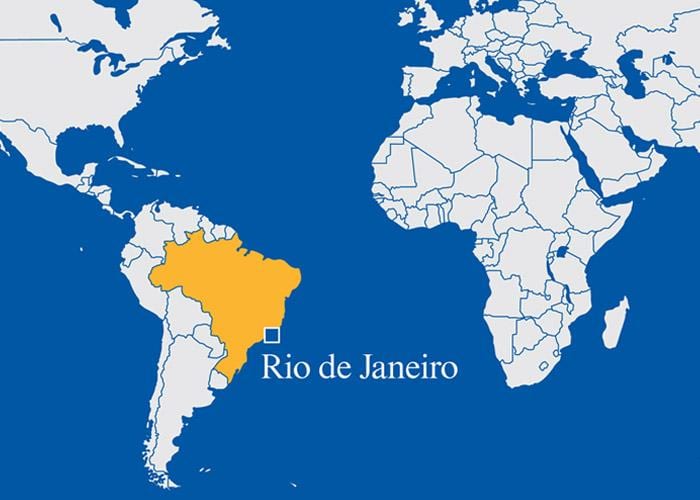 svet mapy zobrazujúci Rio de Janeiro