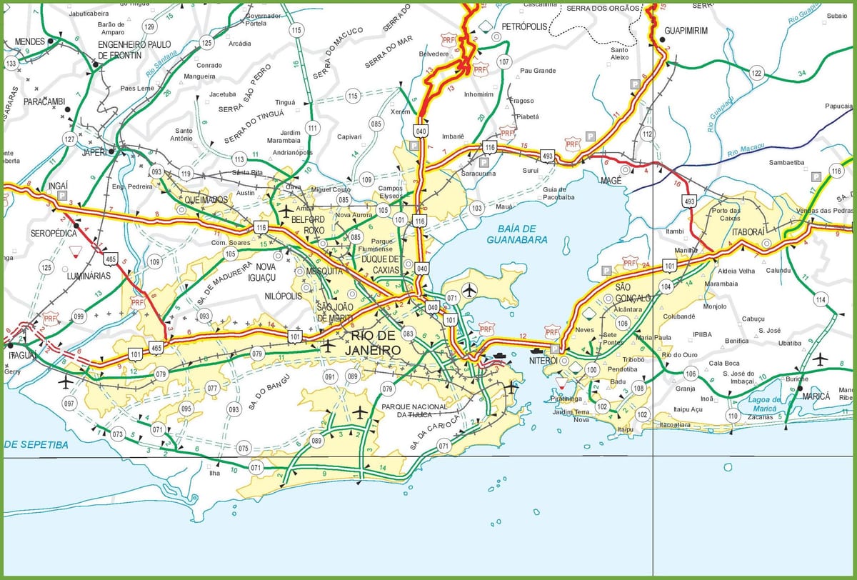 Rio de Janeiro cestnú mapu