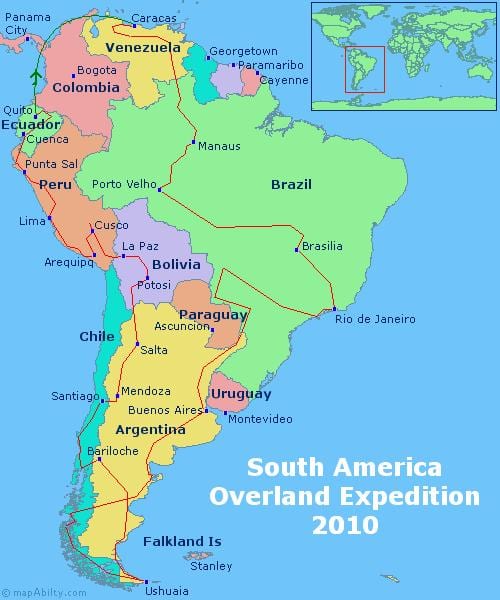 mapa južnej ameriky Rio