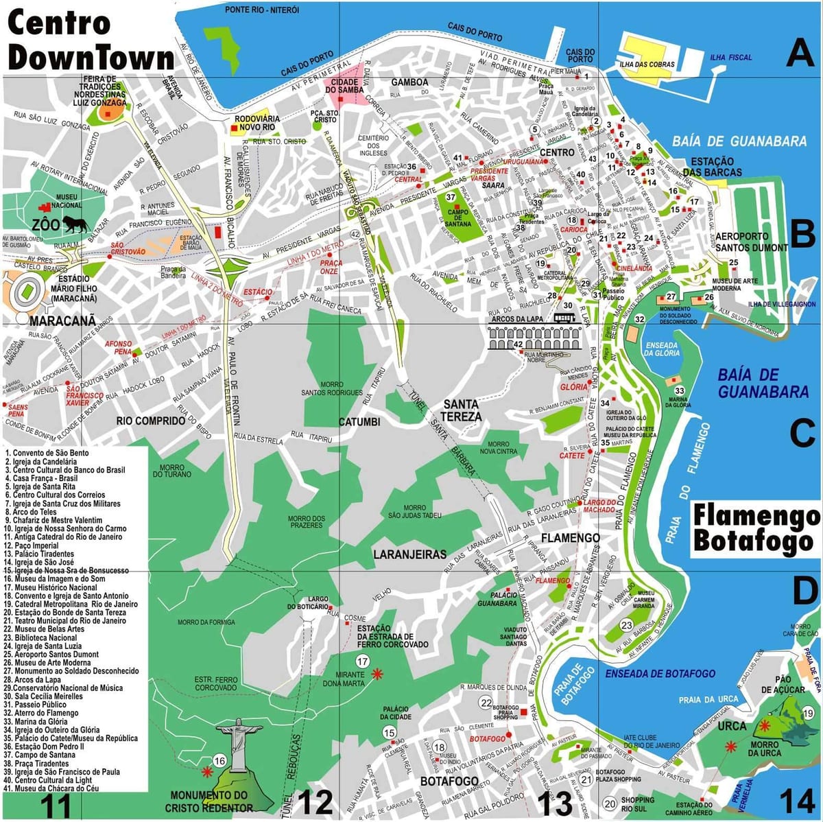 Rio de Janeiro pamiatky mapu